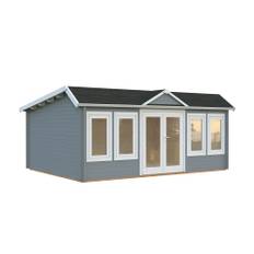 Palmako Claudia Pent hytte malet lysgrå/hvid 19,4 m2