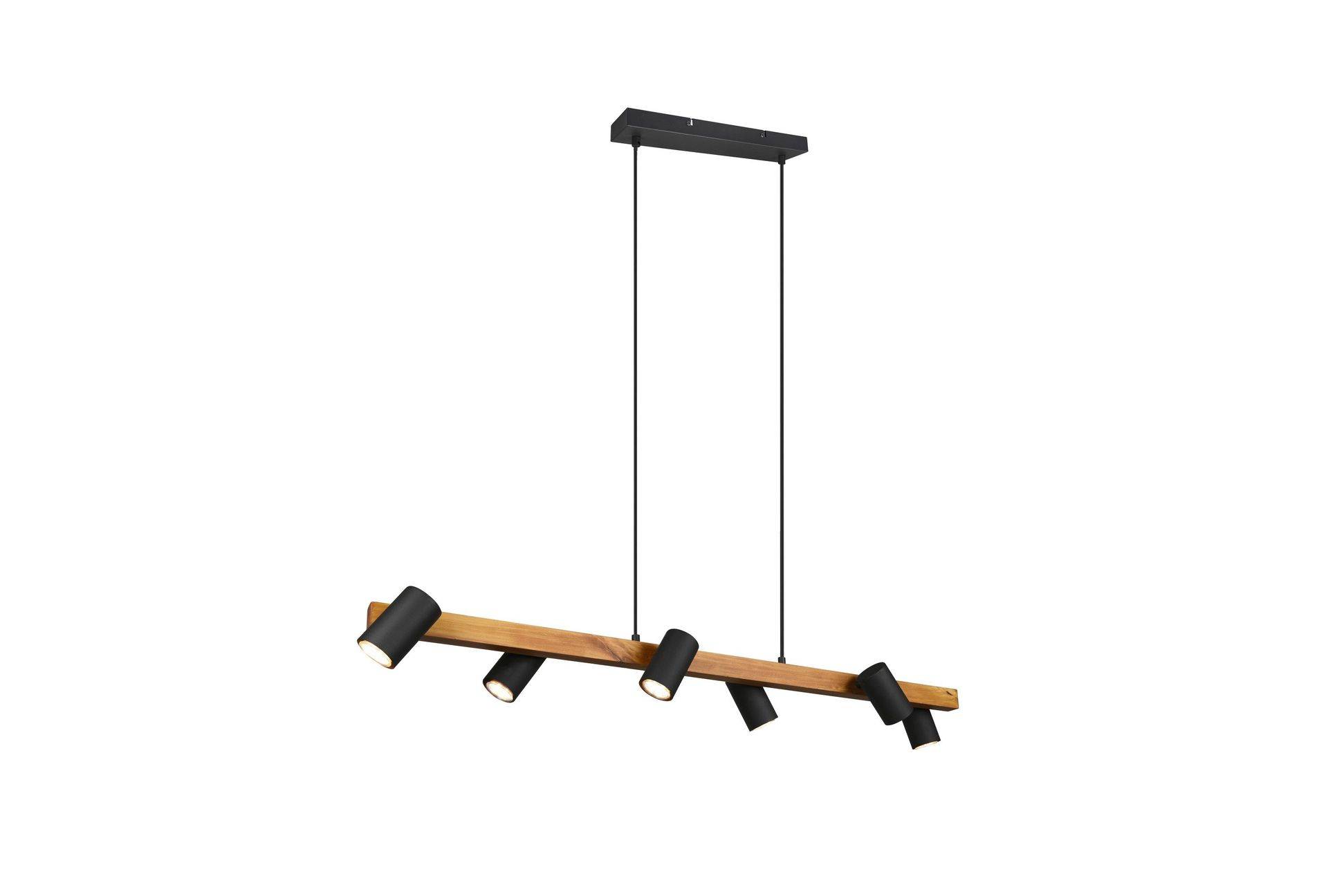 Trio Lighting Marley Taklampa 115cm 6L 6xGU10 mattsvart/ trä - Matt svart/Trä Kökslampa & pendellampa