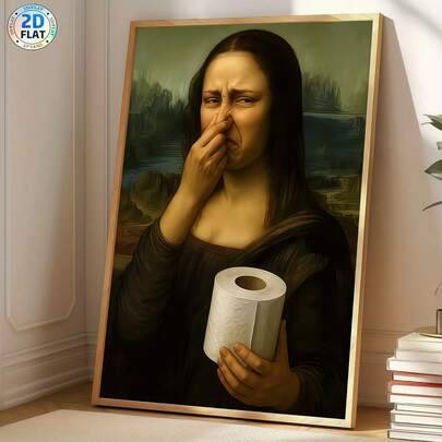 1 st valfri ram, rolig Mona Lisa som håller i nässnusk, parodi på canvustryckposter, modern väggkonstdekor, målning, lämplig för café, hem, sovrum, va - Multifärgad (Multi-size)