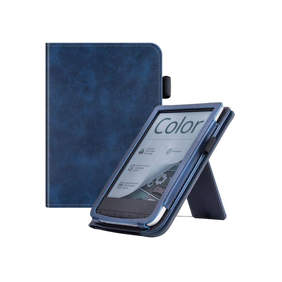 For Pocketbook Touch HD 3 E-Reader Stand Cover Flip PU Case with Hand Holder Dark