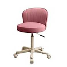 Adjustable Height Hydraulic Rolling Swivel Stool with Back Rest for Spa Salon PU Leather Low Stool with Wheels (Pink)