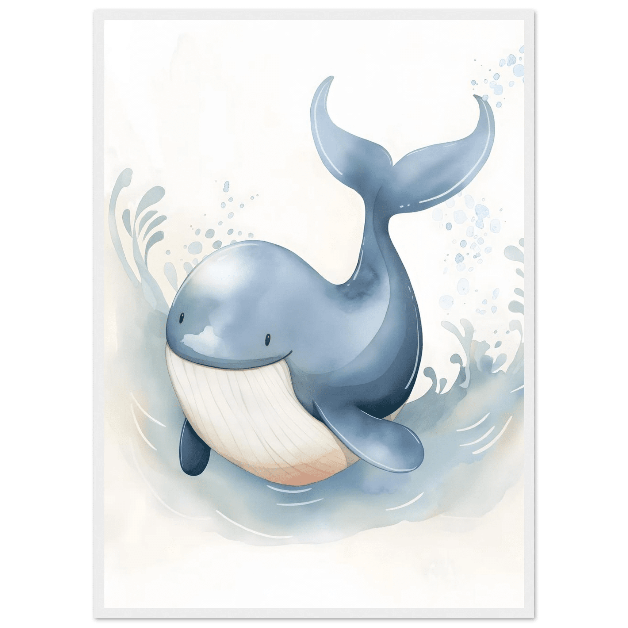 Söt val poster-50x70 cm / 20x28″ / Med ram / Vit