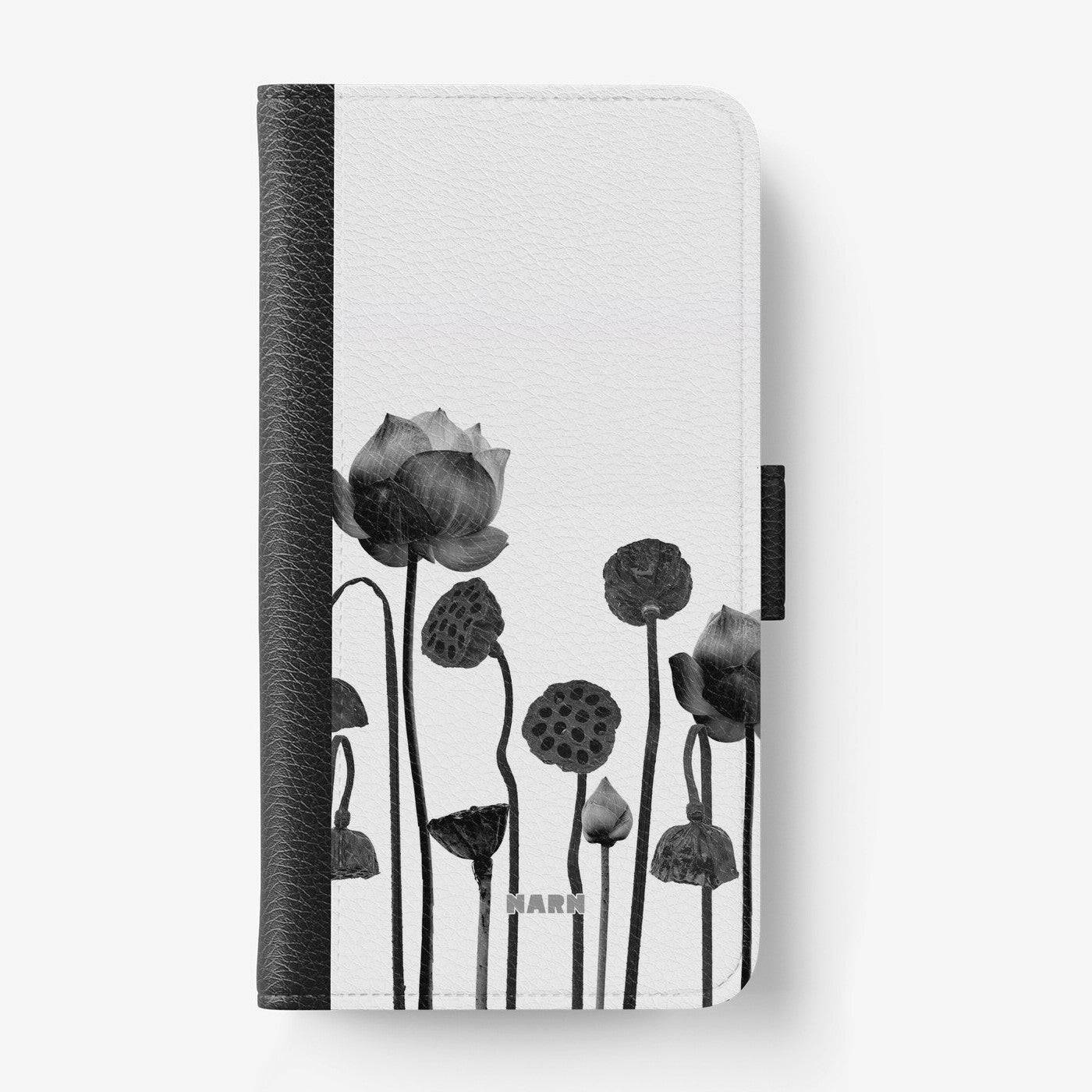 Plånboksfodral Samsung Galaxy S25 Ultra – Lotus Blooms – Black & White – Med Kortfack | NARN