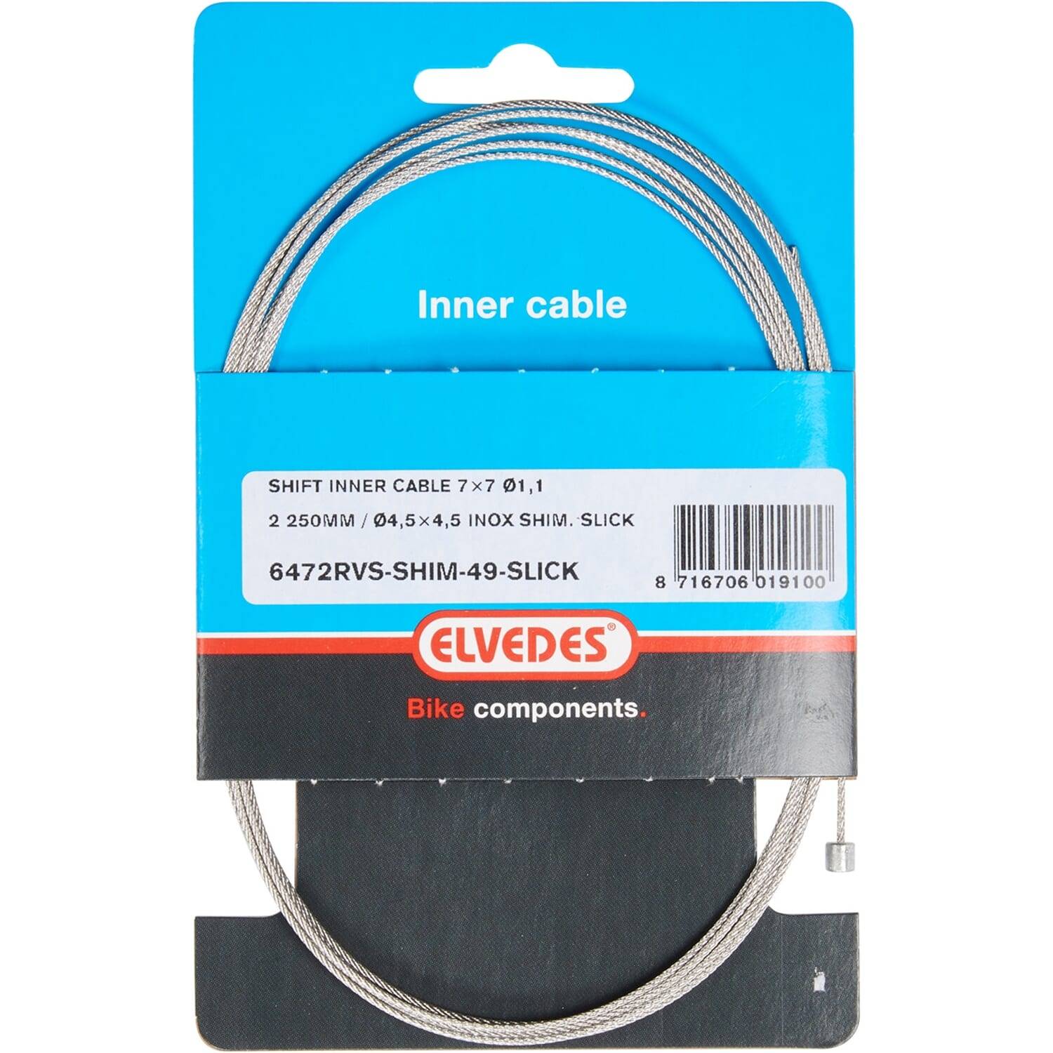 Elvedes link inderkabel rustfrit stål 49 wire nippel 4,5x4,5