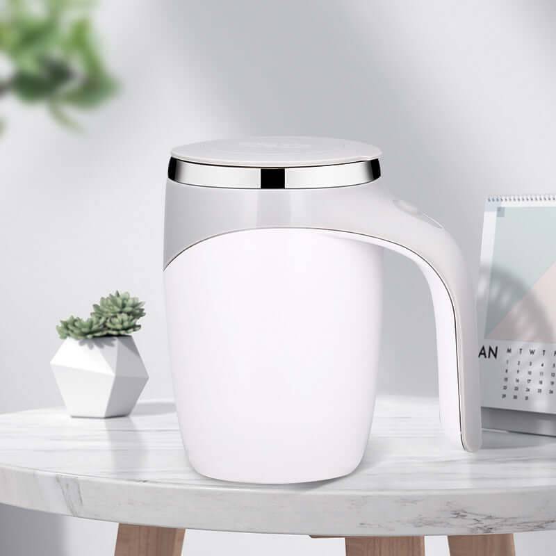 Electric Self-Stirring Coffee Mug Rechargeable Magnetic Cup - White
