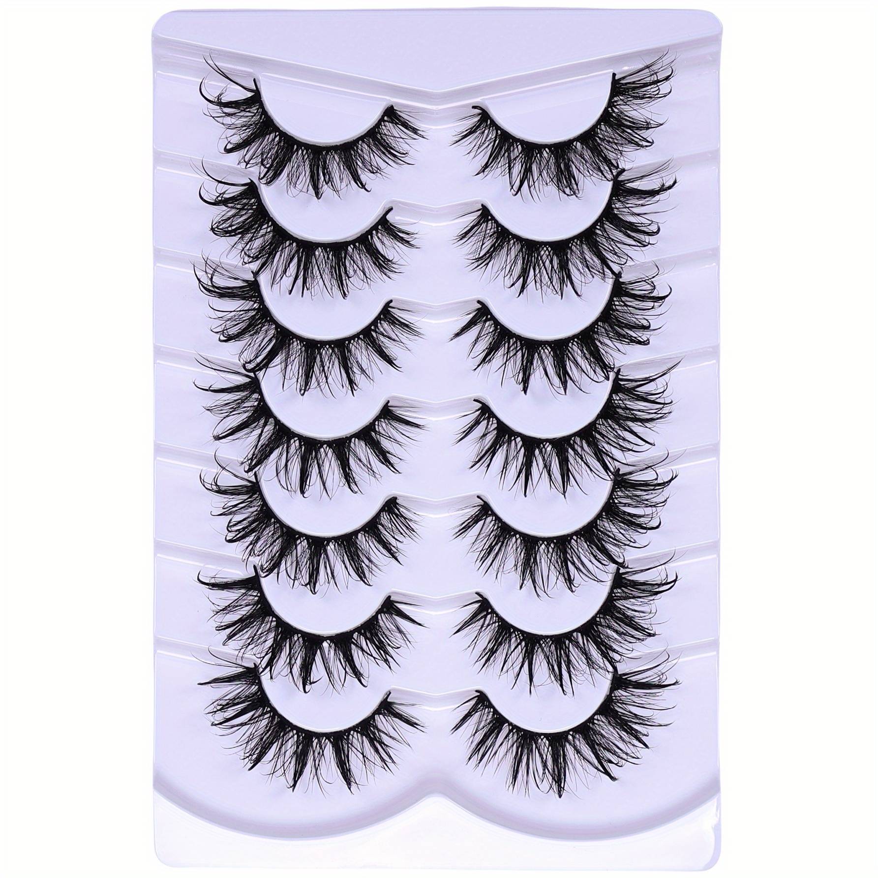 TEMU 7 Pairs Of Wet Look Spiky Thick Fake False Eyelashes, Reusable Dramatic Cosplay Wispy Doll Lashes Makeup