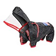 Dog Raincoat, Fashionable Pet Dog Raincoat with Hood Ajustable Pet Waterproof Clothes Lightweight Rain Jacket for Dogs(L-Black)