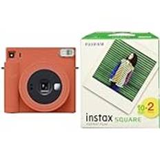 instax SQUARE SQ1 Direktbildskamera, Terracotta Orange & instax SQUARE Film 20 pack, Vit Ram