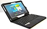 MQ – Galaxy Tab 2 10.1 och Galaxy Tab 10.1 Bluetooth tangentbord väska med multifunktionspekplatta | skal med Bluetooth-tangentbord och inbyggd pekplatta för Galaxy Tab 2 10.1 P5100, P5110, Galaxy Tab 10.1 P7500, P7501, P7510 svart