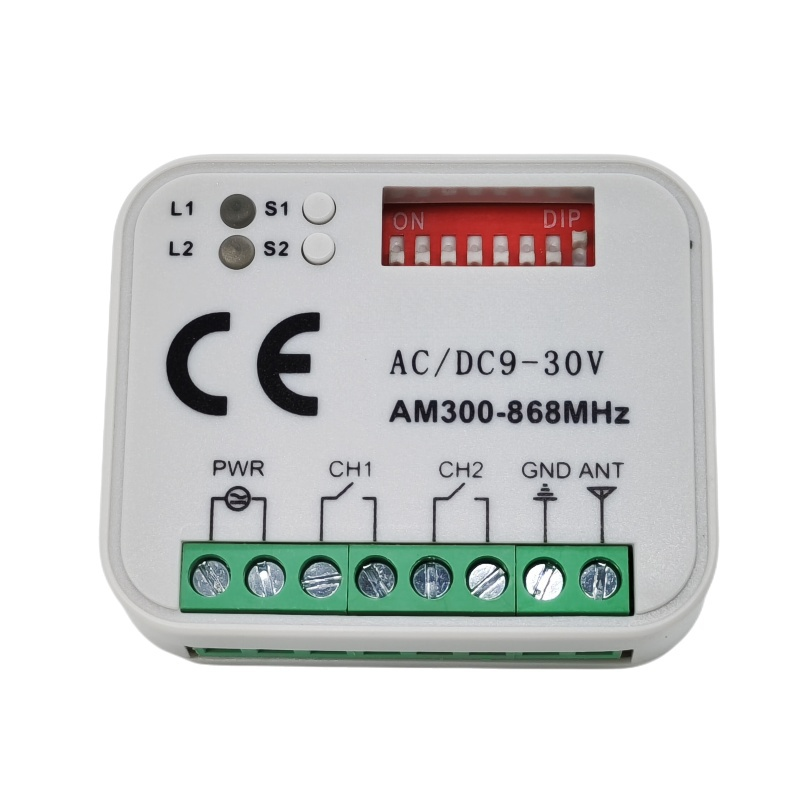 12V-24V Receiver Controller Board Multi Frequency 2 Channel Receiver 433.92-900MHz Multi Garage Door Opener Receiver