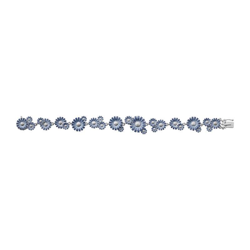 Georg Jensen Daisy armbånd i sølv med blå emalje