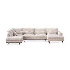 Scandinavian Choice Copenhagen 5-sits Vänstervänd U-formad Large Soffa med Divan och Schäslong i Sammet - Beige U-soffa