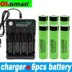 Original 18650 laddningsbara batterier ncr 2 18650b 3.7v 3400 mah 18650 litium ersättningsbatteri för ficklampa batteriladdare - 4 st batteri