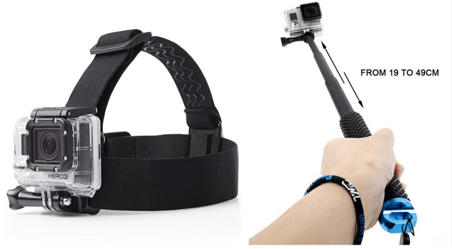 GoPro Teleskopstang og Head Strap Mount Pakke