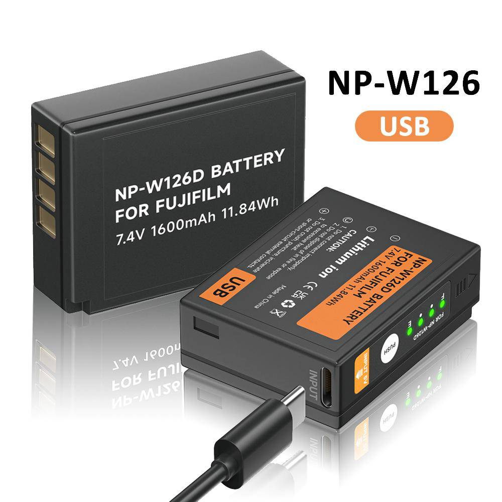 PALO 1600mah NP-W126 Typ-C batteri med indikatorlampa för Fujifilm Fuji X-Pro1 XPro1 X-T1 XT1 X-T2 X-E2 X-E3 X-T10 X-T20 X-M1 HS30EXR HS33EXR