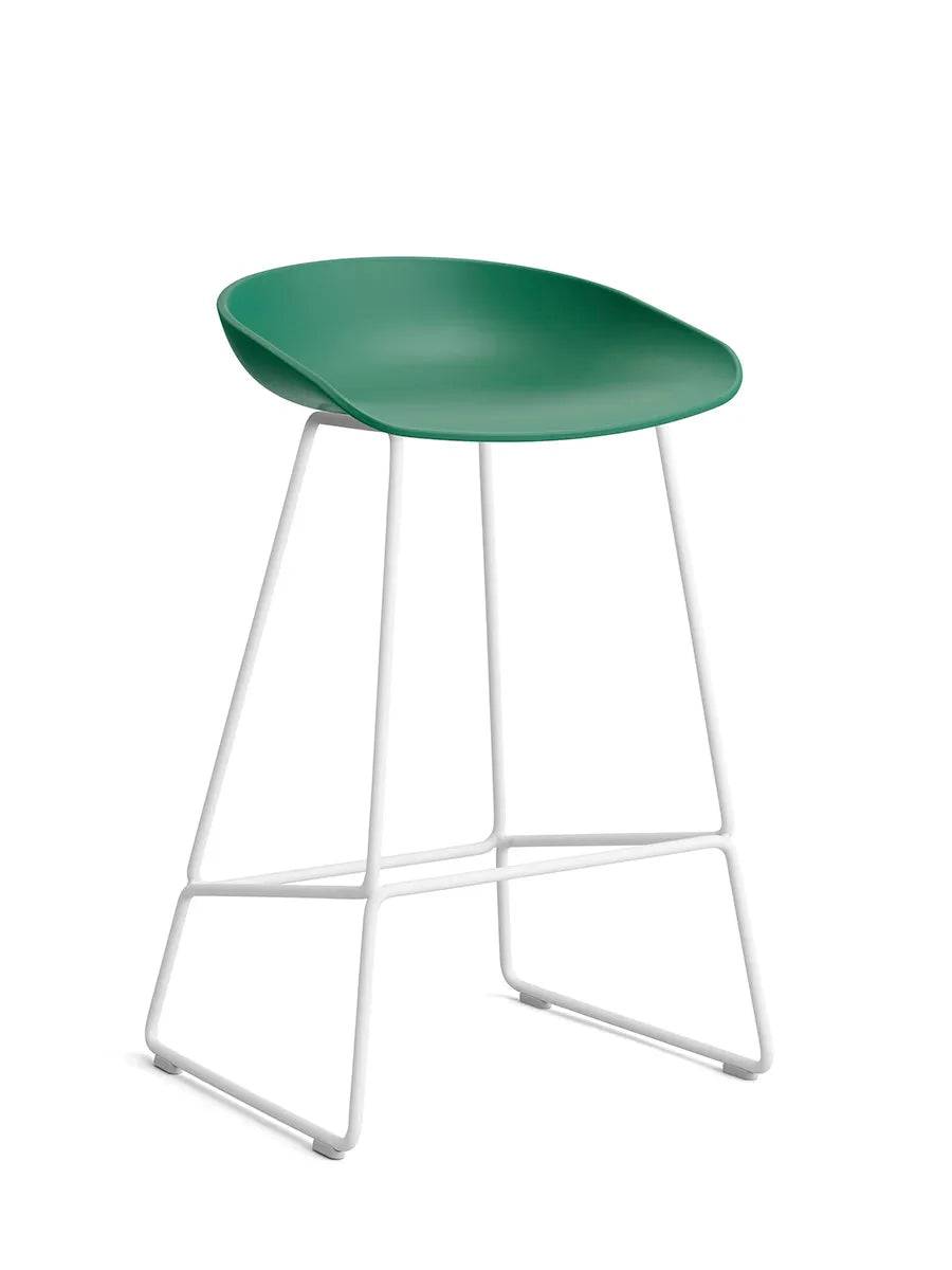 About a Stool AAS38 fra Hay Lav - B 47 x D 45 x H 65-76 cm / Teal Green / Hvid pulverlakeret stål - Jacobsen Plus