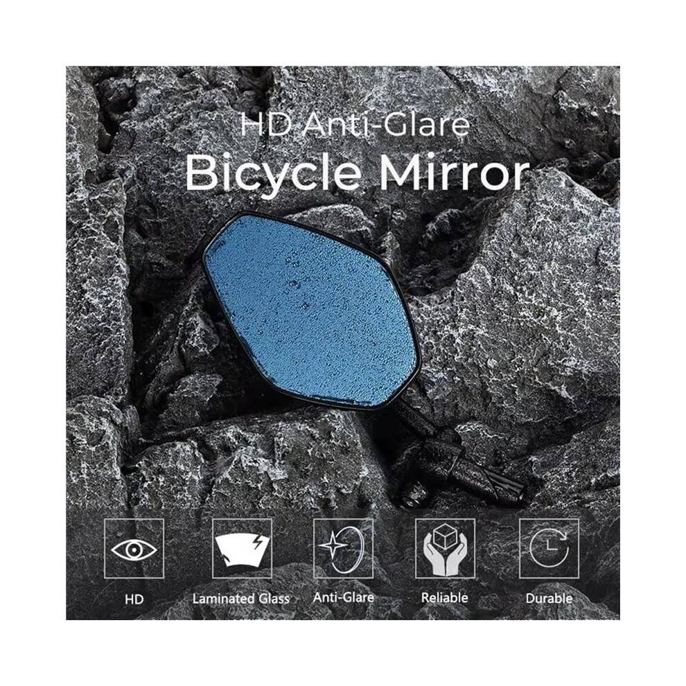 360Foldable Bike Mirror, HD Anti-Glare Glass Rearview Mirror,Left Side Mirror for 16-21mm ID Bicycles,Mountain