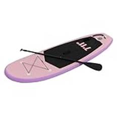 Uppblåsbart set med sup-bräda, 240 x 76 x 10 cm, stående paddle board, 15 psi, säkert lufttryck, uppbyggd paddling, 150 kg bärkapacitet, stående upppaddling, surfbräda, set (rosa)