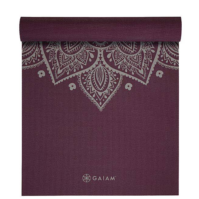 Gaiam Midnight Plum Sundial Flower Yoga Mat 5 mm