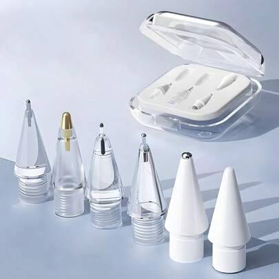 6 st. ersättningsspetsar kompatibla med Apple Pencil Pro/2:a generationen/1:a generationen/USB-C, uppgraderade Apple Pencil-spetsar med pennfodral, hå - Multifärgad (Multi-size)