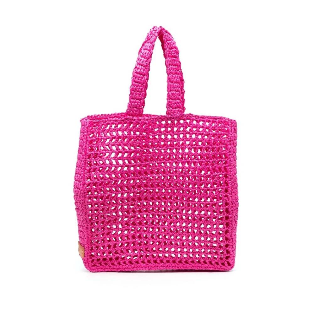 Chica - Fuchsiafärgad väska i strå med logotyp Väskor - Dam - ONE Size -