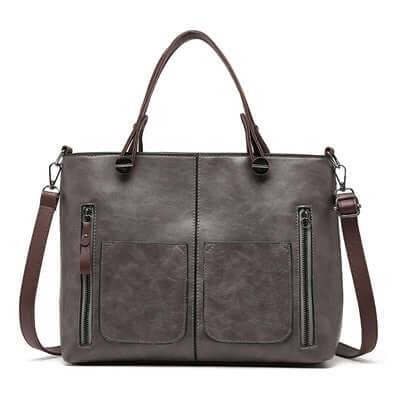 Retro Large Capacity Handbags Simple Womens Crossbody Shoulder Bags - Gray