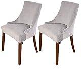 TOPCHANCES Överdrag för bankettstolar med armar, 2 delar sammet tuftad vingrygg stolsöverdrag matstolsskydd med armar accent sidostolskydd för matsalsstolar (ljusgrå)