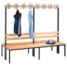 C+P Dobbeltsidet Garderobebænk uden skohylde med 16 knager - 165 x 200 x 75,6 cm.