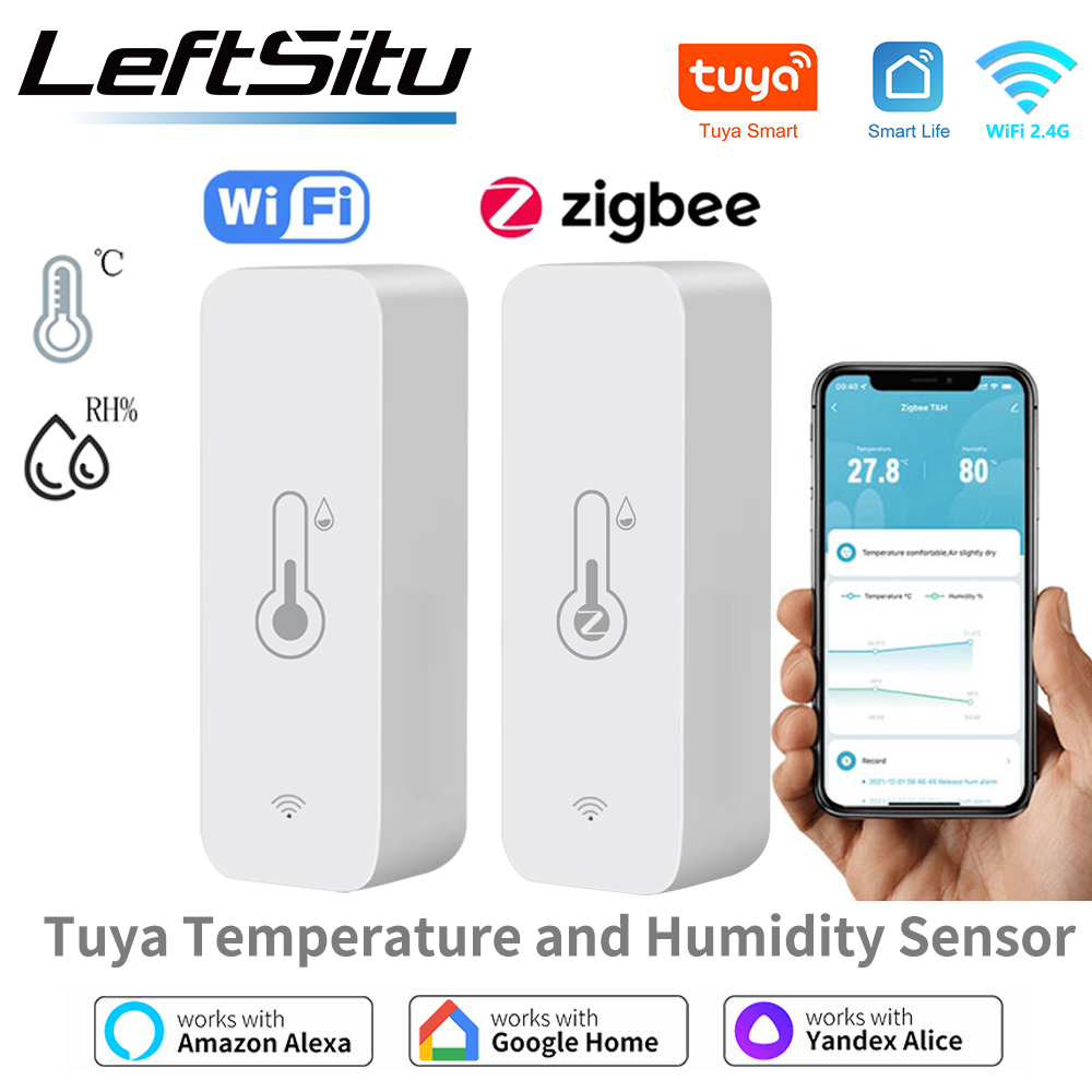 Tuya WiFi Zigbee Temperature Humidity Sensor Smart Home Indoor Hygrometer APP Remote Control  Work with Yandex SmartLife Alexa