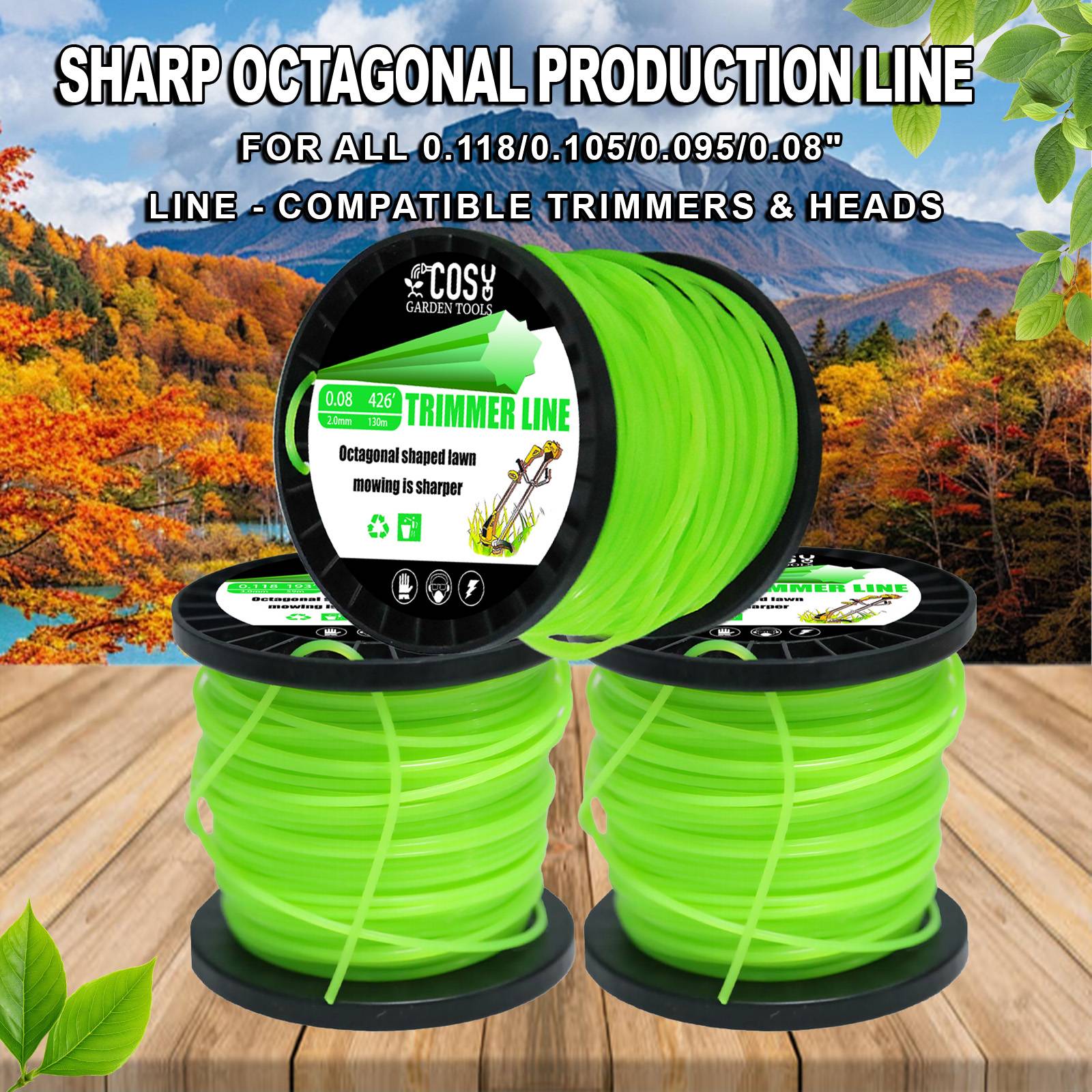 2.0*130M Nylon Octagonal shape Mowing Trimmer Line Trimmer Head String for Grass Trimmer Roll Grass Rope Line Brushcutter Wires