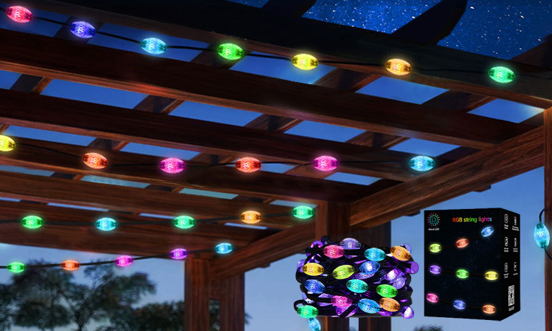 LED Lyskæde 5 Meter med Farverige Perler, Fjernbetjening & App Kontrol - Festdekoration