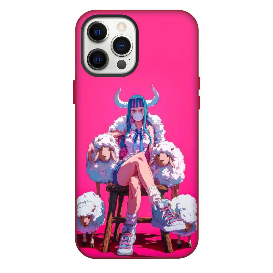 One Piece Ulti Phone Case For iPhone Samsung Galaxy Pixel OnePlus Vivo Xiaomi Asus Sony Motorola Nokia - Ulti Sheep Sitting In Pink Portrait Poster.