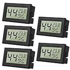 ARCELI 5 mini digital termometer, LCD-hygrometer, inomhushygrometer, inomhustermometer, reptiler digital hygrometer, för kontor, kök, inkubatortermometer, växthus, termometer