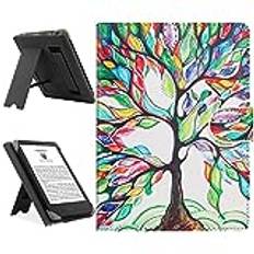 HoYiXi Universellt fodral kompatibelt med 6,8 tum Kindle Paperwhite/6 tum helt nya Kindle 2022 & 2019/Kobo Clara HD/Kobo Clara 2E läderstativ fodral för 6-6,8 tum fickbok/Tolino/Sony e-bokläsare, träd