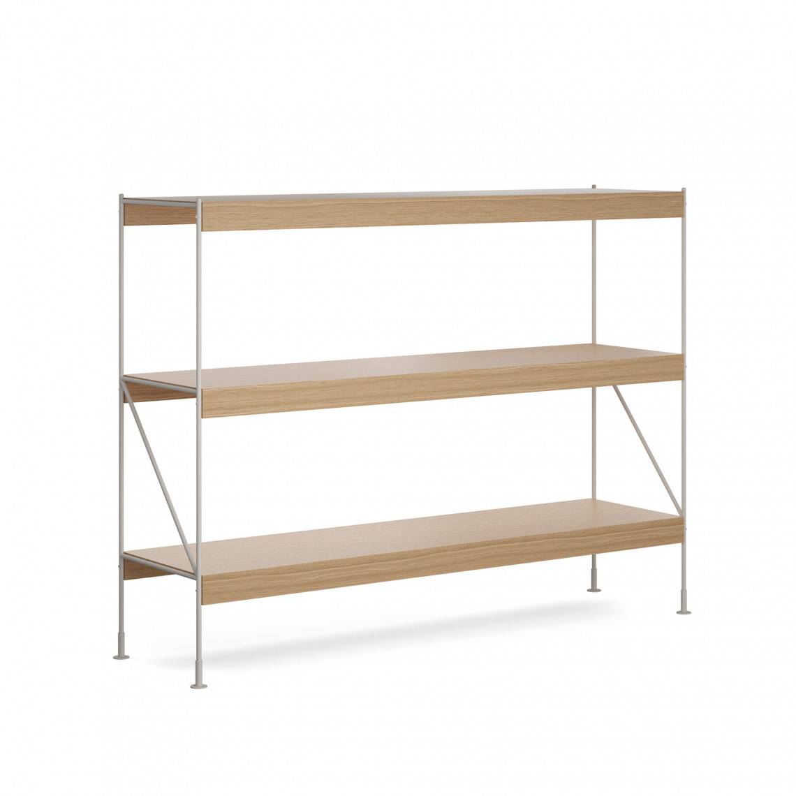 Hyldesystem Zet Storage System, Højde 114 cm, Design Ivory Steel / Natural Oak.