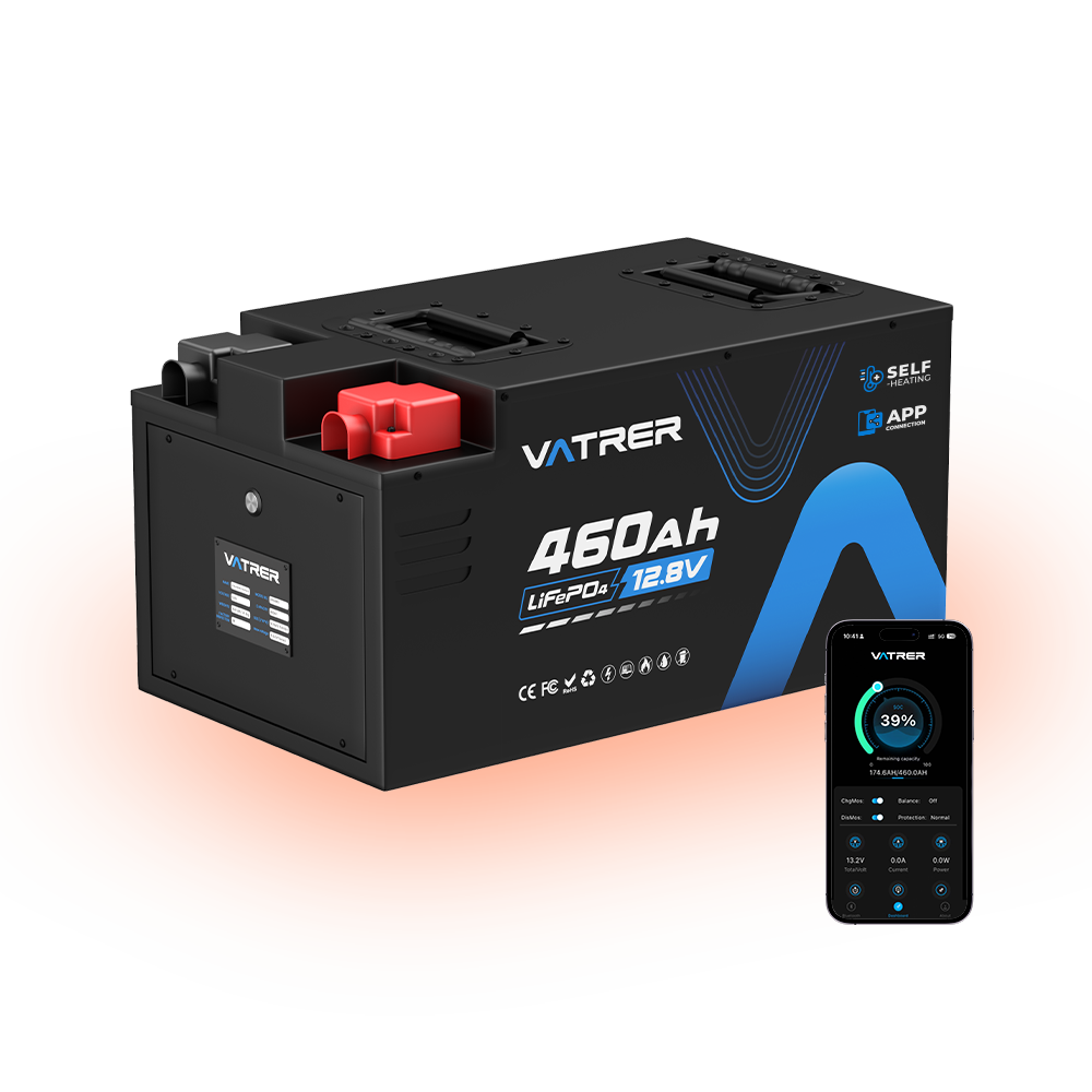 Vatrer 12V 460Ah Bluetooth Self-heating Lithium RV Battery 300A BMS - 2 PACK