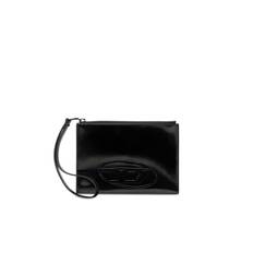 Diesel - Pochette zippée en cuir effet miroir - Petits Portefeuilles - Mixte - Noir