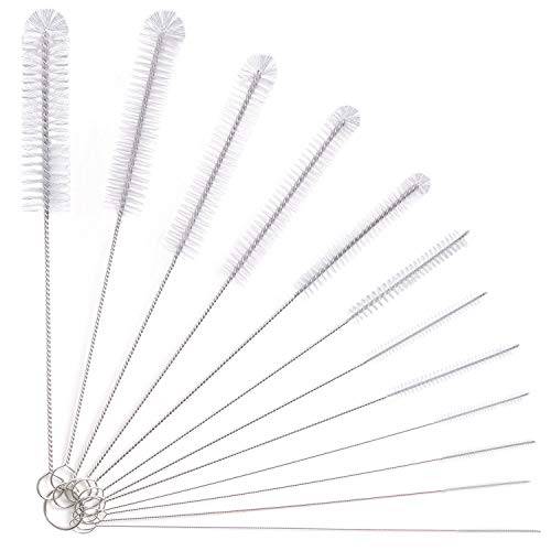 Vicloon Kleine Reinigungsbürste Für Kaffeevollautomat, 12 Pcs Strohhalm Bürste Set, Flasche Reinigungsbürsten Milchschlauchbürste Nylon Schlauchbürste Set für Teekanne Düse, Flaschenbürste Dünn - Weiß