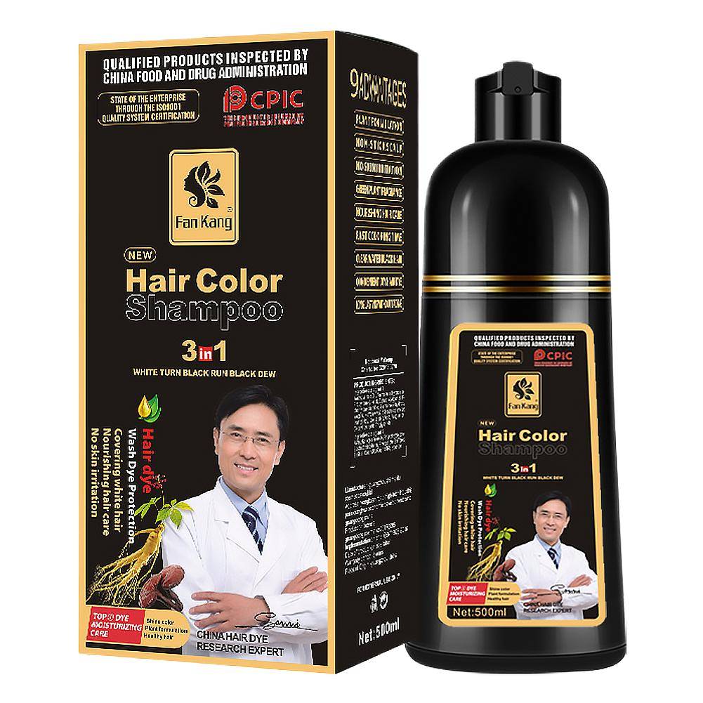 3in1 Black Hair Dye Shampoo Instant Hair Color Shampoo For Gray Hair,Semi-Permanent Hair Color Shampoo For Women And Men 500ml
