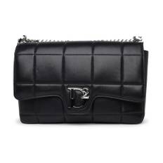 Dsquared2, Taske, Dame, Sort, ONE SIZE, Uld, Quilted Læder Skuldertaske