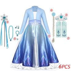 \"Frozen 2\" Elsa kostume pige børn Halloween rollespil Snedronningen Anna prinsesse kjole festkjole kjole kjole Elsa kjole D-WELLNGS