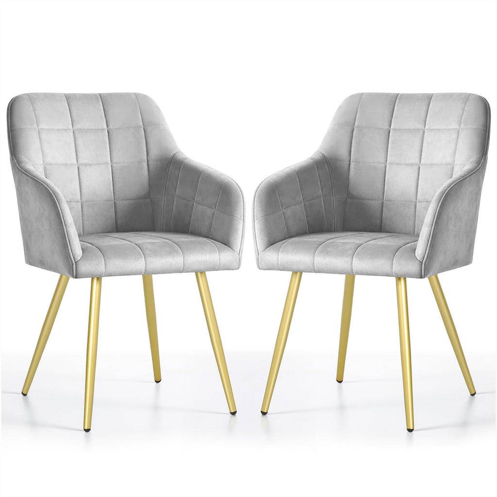 STOL MED KLÄDSEL, 2-pack, metallben ljusgrå, guld 54/82/58 - Ljusgrå