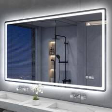 S'bagno Bluetooth-badrumsspegel med belysning – 120 x 70 cm, LED-badrumsspegel med dimma 3000 K–6500 K, dimbar, minne, HD-härdat glas, IP44-badrumsspegel med LED, horisontell/vertikal