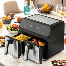 InnovaGoods Fryinn Double Air Fryer 8000 - 3400 W - 8 L - Sort Rustfrit Stål (Refurbished)