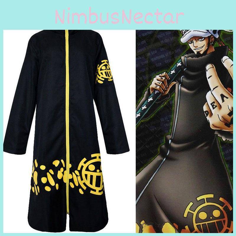 Utsökt Trafalgar Law Cosplay Kostymset Med Kappa Byxor Och Hatt cm black