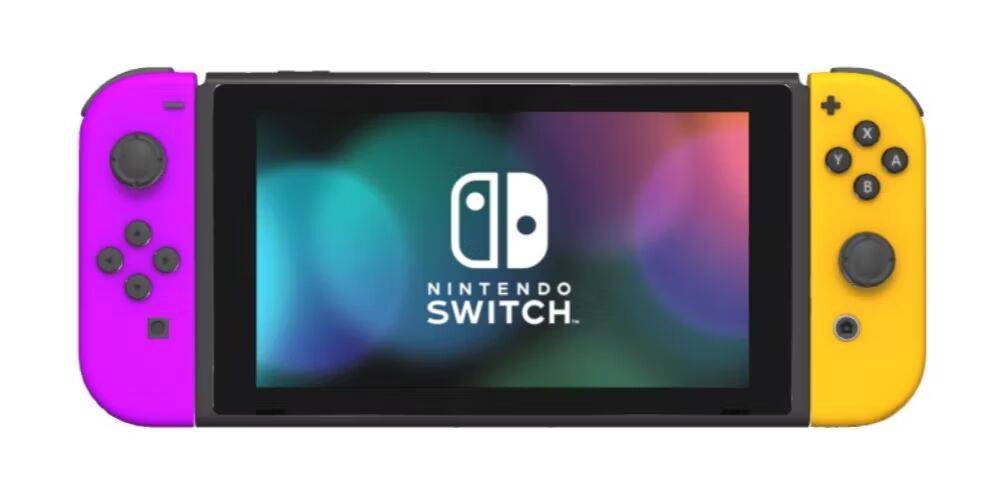 Nintendo Switch 2019 | inkl. Spil | lilla/orange | 2 Controller | Super Mario Odyssey