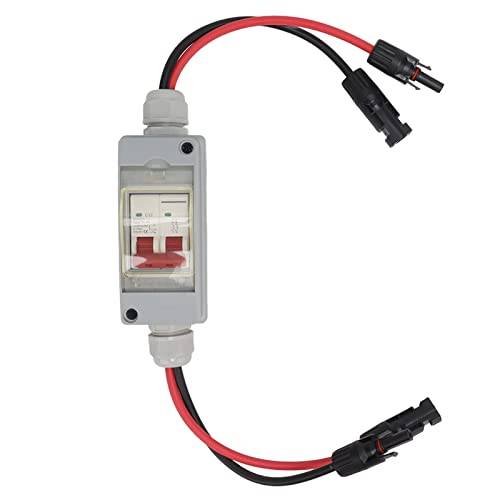 Focket 32A 500V PV DC frånkopplingsbrytare, MCB 2P Solar Current Sink Load Switching Air Switch, Miniatyrbrytare med IP65 Vattentät Distributionslåda för Solpanel (Med kabel och PV