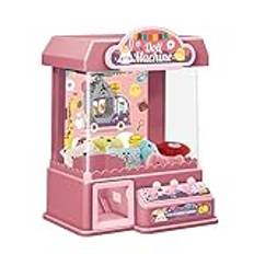 Fiorky Claw Machine Barn Myntstyrd Spelklämma Dockleksaker med 10 dockor 10 Kapselkranmaskiner Leksaksljud och musikpresenter för flickor och pojkar för barn från 6 år och uppåt (rosa)