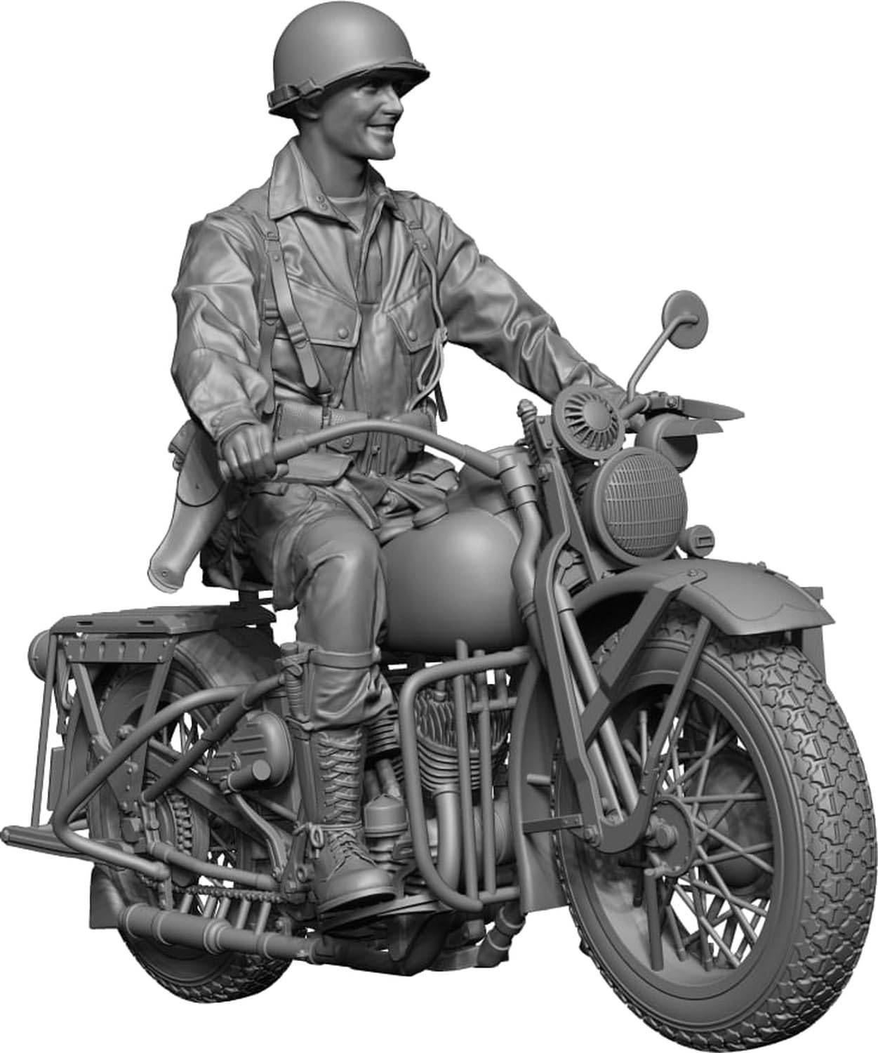 H3 Modell 1/48 Andra världskriget Amerikansk luftburen division Järnhästryttare (med motorcykel) 3D-skrivare Kit HS48107 (Mänsklig)