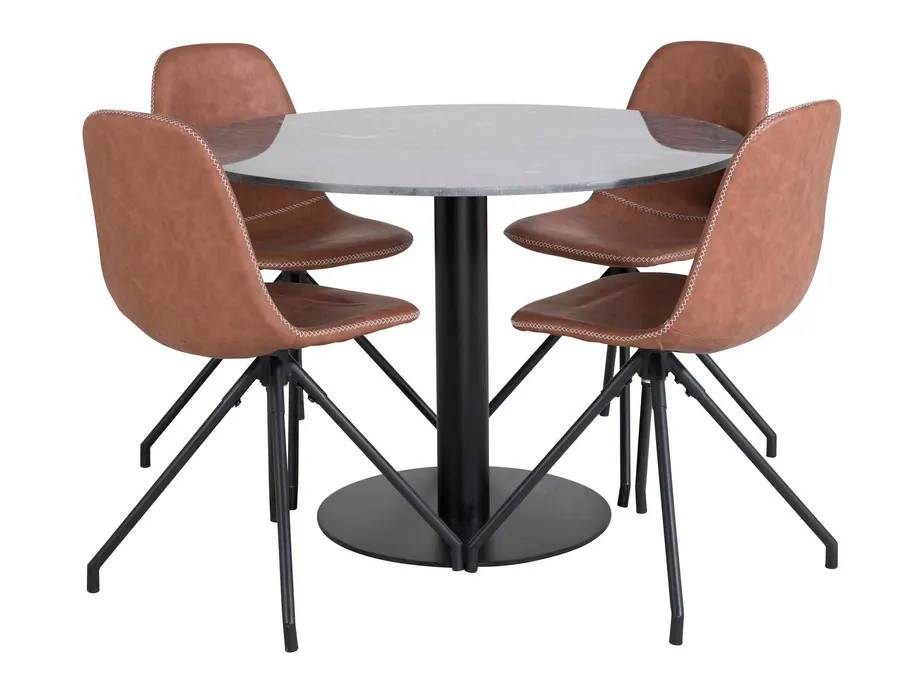 Venture Design Estelle & Polar matgrupp Svart/brun 4 st stolar & bord 106 cm